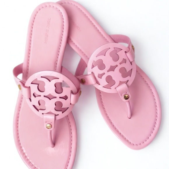 New TORY BURCH Miller Patent Leather Sandals in Seashell Pink w/ Dust Bag- 10.5M - Picture 4 of 6